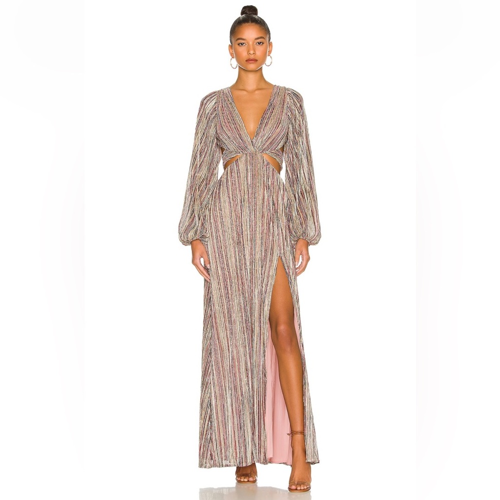House of Harlow 1960 x REVOLVE Jerri Maxi Dress in Metallic. Worn once, like new